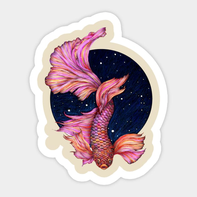 Rainbow Waters - The Betta Fish Sticker by ECMazur